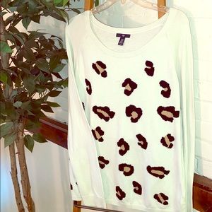 Gap Leopard Print Lightweight Crewnwck Sweater